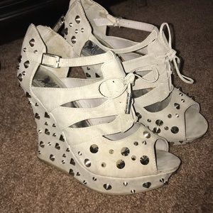 Spiked wedge heels